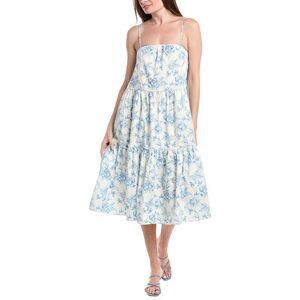 knee length dresses for ladies Blue & White Cabana Striped Midi Dress